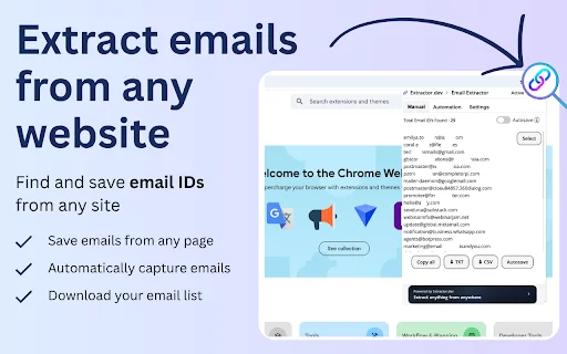 I-download ang Email Extractor: Mabilis na Email Finder Extension - Screenshot 1
