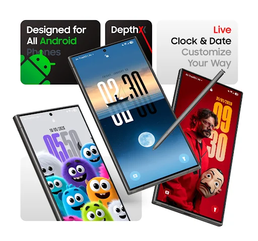 I-download ang DepthX Live Clock Wallpapers – 3D Depth Designs - Screenshot 1